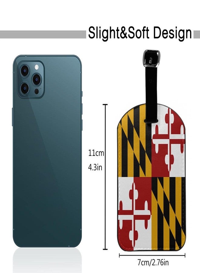 Zoczos Maryland State Flag Travel Bag Tag State Banner Patriotic PU Leather Name ID Labels with Privacy Cover for Men Women Suitcase, 1 Pack - Image 2